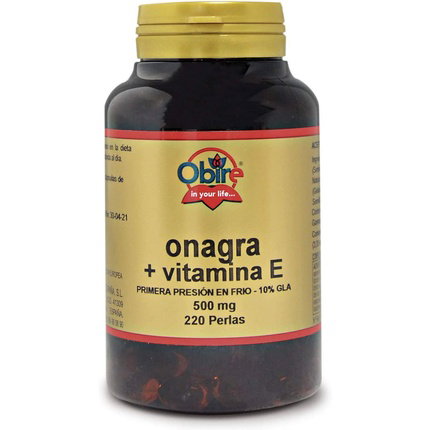 OBIRE Aceite de Onagra 500 mg con Vitamina E, 220 perlas