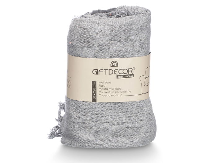 Giftdecor Multiusos Pompon Gris 180 x 220 cm (Set de 8)