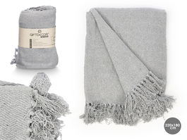 Giftdecor Multiusos Pompon Gris 180 x 220 cm (Set de 8)