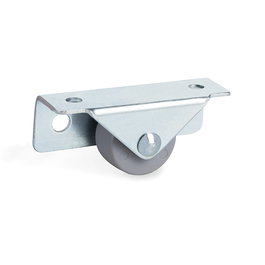 Q&Q Rueda Fija Noria Aro De Goma Ø25 H28 P/Nido Soporte Acero Zincado Aro Goma Gris