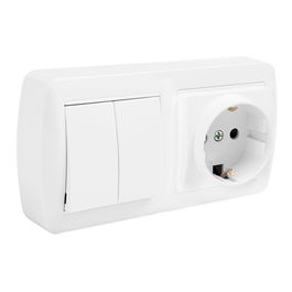 Solera MUR36U Base 2p+t Tipo F Bipolar con Doble Conmutador y Obturador Superficie Mural 148 x 72 x 42 mm Blanco