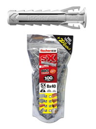 FISCHER Taco de Nylon SX Plus 8 x 40 mm, 120 Unidades