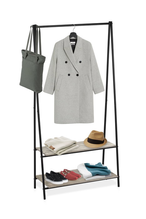 Confortime Perchero Metal Madera 2 Niveles Negro 84 cm Largo x 39 cm Alto x 5 cm Ancho (2 Unidades)