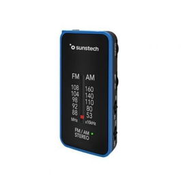 Sunstech RPC6BL Radio Portátil a Pilas Azul FM/AM Compacta con Auriculares Incluidos