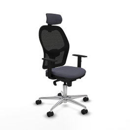 PIQUERAS Y CRESPO Silla de oficina Jorquera con mecanismo Sincro, tela gris y malla negra