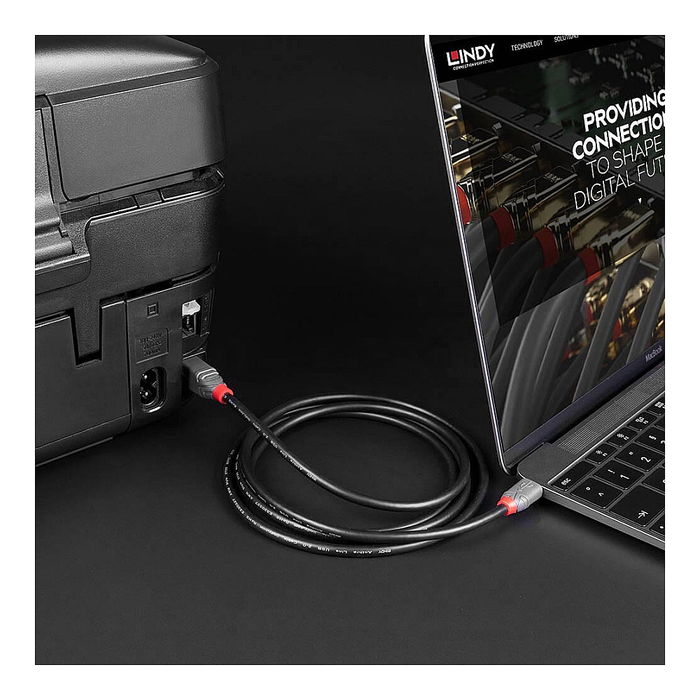 LINDY 36941 Cable USB 2.0 Tipo C a USB B Macho, 1m, Anthra Line, Negro