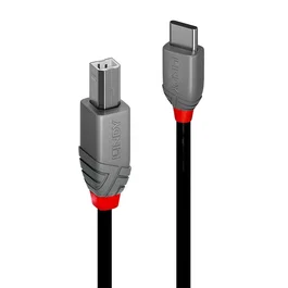 Lindy 36941 Cable USB 2.0 Tipo C a USB B de 1 Metro, 480 Mbps, Color Negro
