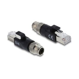 DeLOCK 90833 Adaptador M12 X-codificado 8 pin a RJ45 Negro