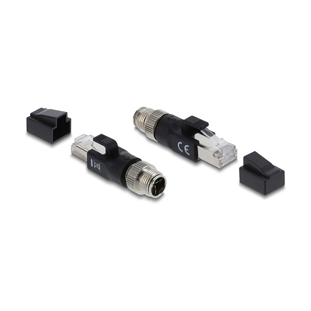 DeLOCK 90833 Adaptador M12 X-codificado 8 pin a RJ45 Negro