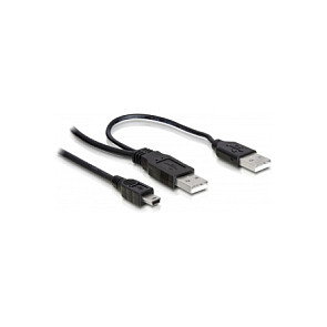 DeLOCK Cable 2x USB 2.0-A macho a Mini-USB de 5 pines, 1 m, Negro DeLOCK Cable 2x USB 2.0-A macho a Mini-USB de 5 pines, 1 m, Negro