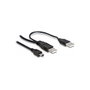 DeLOCK Cable 2x USB 2.0-A macho a Mini-USB de 5 pines, 1 m, Negro