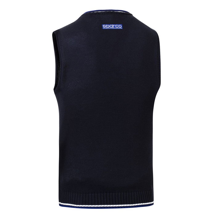 Sparco S013052BM1S Chaleco De Punto Talla S Azul Marino 100% Algodón Con Detalles Contrastantes Y Logotipos Bordados
