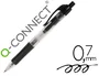 Q-connect Bolígrafo Retráctil con Sujeción de Caucho, Tinta Aceite, 0,7 mm, Color Negro