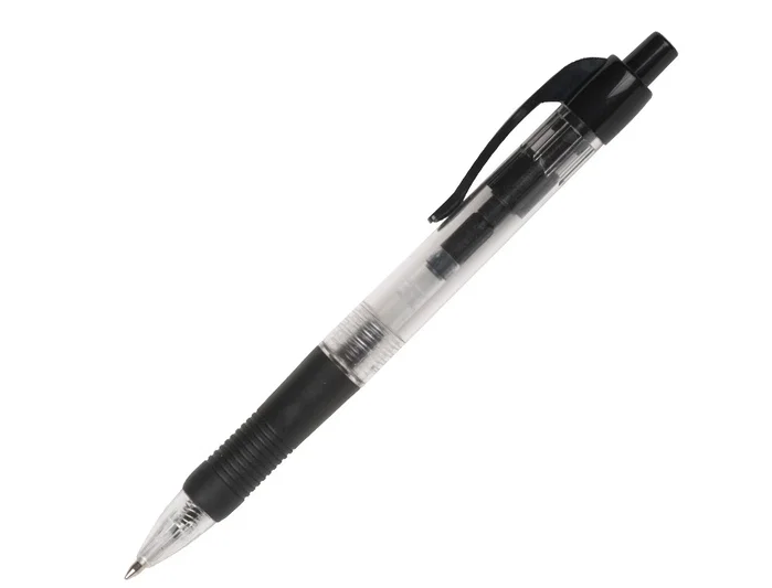 Q-connect Bolígrafo Retráctil con Sujeción de Caucho, Tinta Aceite, 0,7 mm, Color Negro