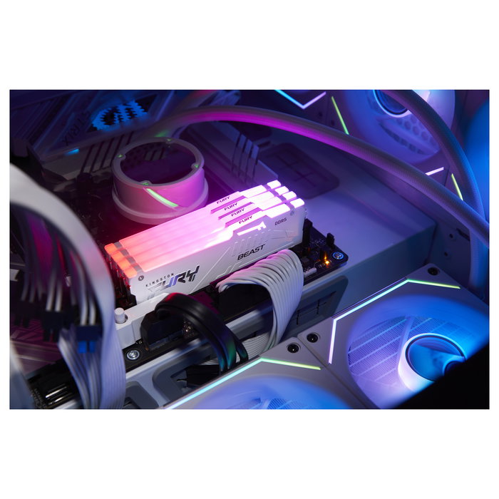 Kingston FURY Beast 32GB (2x16GB) 5600MT/s DDR5 CL36 DIMM Kit White RGB EXPO - Memoria RAM para PC AMD