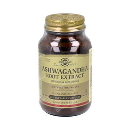 SOLGAR Ashwagandha (Withania Somnifera) Extracto de Raíz Estándar 300 mg, Apto para Veganos, 60 Cápsulas Vegetales