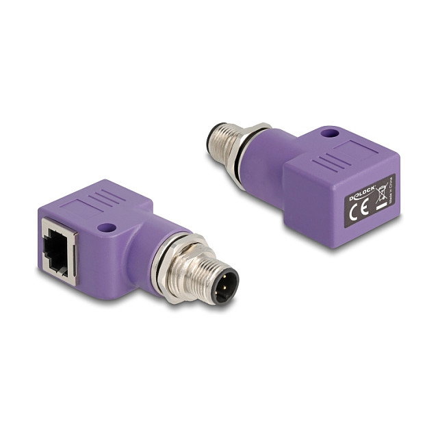 DeLOCK 60679 Adaptador M12 D-codificado 4 Pin a RJ45 Cat.5e 90° Violeta DeLOCK 60679 Adaptador M12 D-codificado 4 Pin a RJ45 Cat.5e 90° Violeta