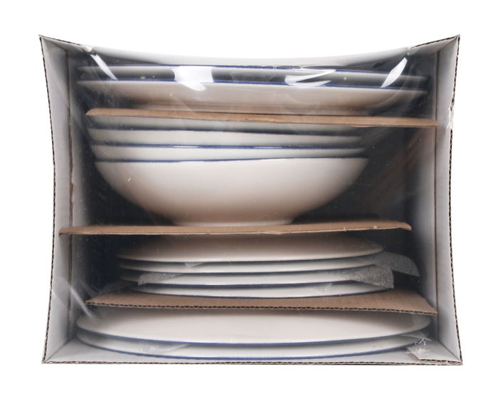 Santa Clara Vajilla 12 Piezas Azores Monaco, Brillo, Forma Redonda, Plato Llano 26 cm, Plato Hondo 21 cm, Plato Postre 20 cm (2 Unidades)