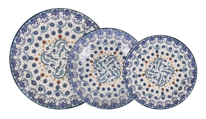 Santa Clara Vajilla 12 Piezas Azores Monaco, Brillo, Forma Redonda, Plato Llano 26 cm, Plato Hondo 21 cm, Plato Postre 20 cm (2 Unidades)