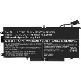 CoreParts Batería para Laptop Dell 60.00Wh Li-ion 7.6V 7890mAh - Alta Calidad con Garantía 12 Meses