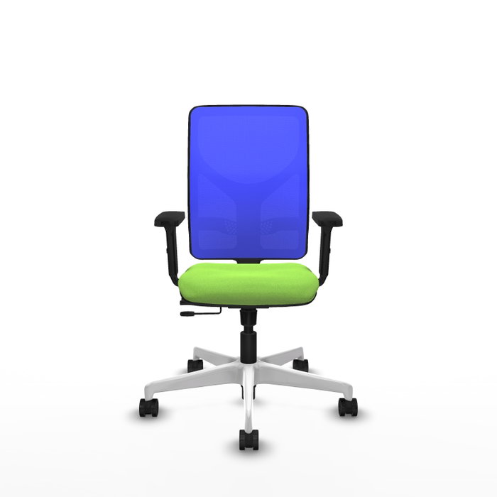 PIQUERAS Y CRESPO Silla de oficina Motilla con mecanismo Sincro/Traslack, Tela Pistacho y Malla Azul