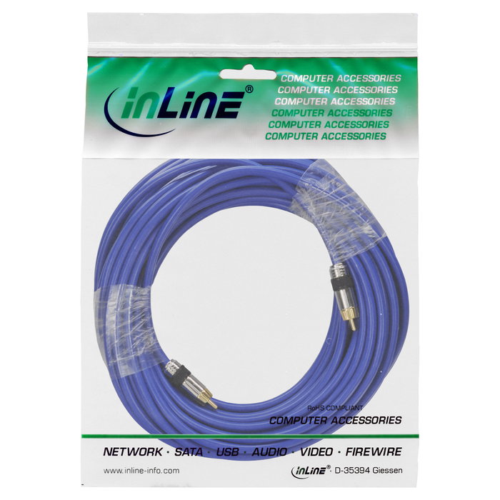 InLine Cable de audio cinch con conectores chapados en oro, 1x Cinch - 10m
