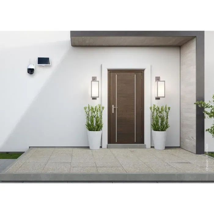 Chacon 2-IPCAM-DM02 Cámara de Exterior con Panel Solar WiFi para Vigilancia del Hogar Compatible con Google Home y Amazon Alexa