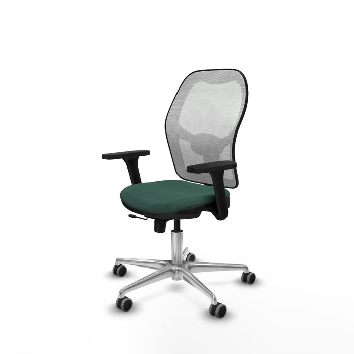 PIQUERAS Y CRESPO Silla de oficina Jorquera con mecanismo Sincro/Traslack, Verde botella y Blanco