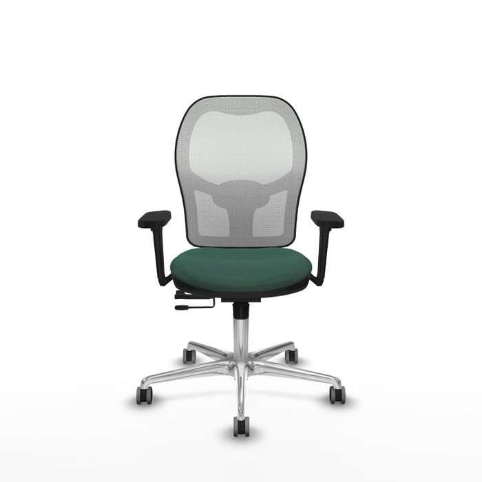 PIQUERAS Y CRESPO Silla de oficina Jorquera con mecanismo Sincro/Traslack, Verde botella y Blanco