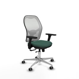 PIQUERAS Y CRESPO Silla de oficina Jorquera con mecanismo Sincro/Traslack, Verde botella y Blanco