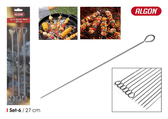 Algon Bbq Set 6 Pinchos Metal para Barbacoa 27 cm (24 Unidades) Algon Bbq Set 6 Pinchos Metal para Barbacoa 27 cm (24 Unidades)