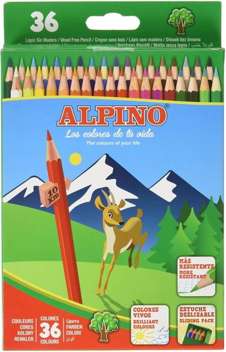 Alpino Estuche de 36 Lápices de Colores Surtidos Hexagonales