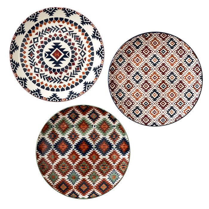 Home Deco Factory Plato Postre Porcelana Mirage, Diámetro 19 cm, Apto Microondas y Lavavajillas, Color Surtido (Granate, Azul, Verde)