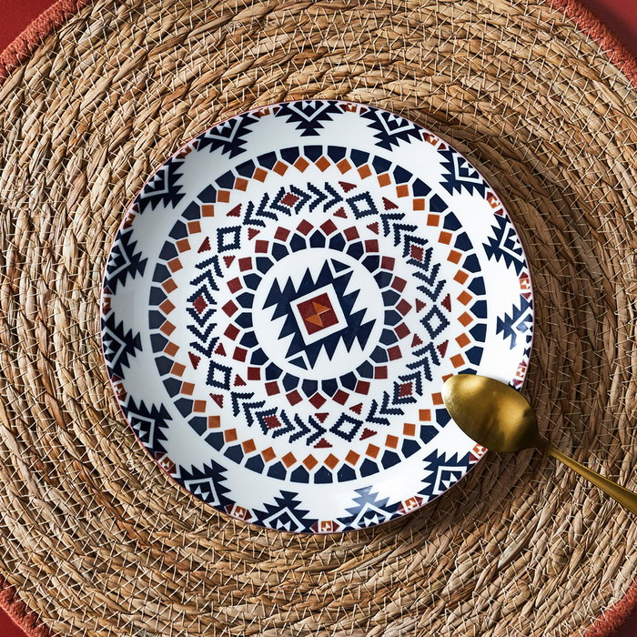 Home Deco Factory Plato Postre Porcelana Mirage, Diámetro 19 cm, Apto Microondas y Lavavajillas, Color Surtido (Granate, Azul, Verde)