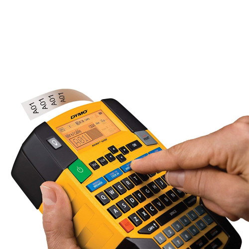 Dymo 1852995 Impresora de Etiquetas Rhino 4200 con Teclado QWERTY (IT/PT/ES/TR + NL), Transferencia Térmica Inalámbrica, Negra/Amarilla