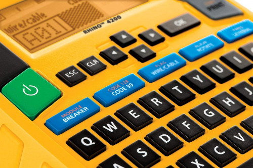 Dymo 1852995 Impresora de Etiquetas Rhino 4200 con Teclado QWERTY (IT/PT/ES/TR + NL), Transferencia Térmica Inalámbrica, Negra/Amarilla