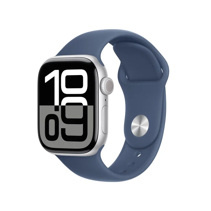 Apple Apple Watch Series 10 - Reloj Inteligente con Pantalla OLED 42 mm, GPS+LTE 4G, Caja de Aluminio Plata con Correa Deportiva Denim Azul Apple Apple Watch Series 10 - Reloj Inteligente con Pantalla OLED 42 mm, GPS+LTE 4G, Caja de Aluminio Plata con Correa Deportiva Denim Azul