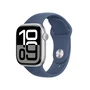 Apple Apple Watch Series 10 - Reloj Inteligente con Pantalla OLED 42 mm, GPS+LTE 4G, Caja de Aluminio Plata con Correa Deportiva Denim Azul