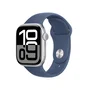 Apple Apple Watch Series 10 - Reloj Inteligente con Pantalla OLED 42 mm, GPS+LTE 4G, Caja de Aluminio Plata con Correa Deportiva Denim Azul