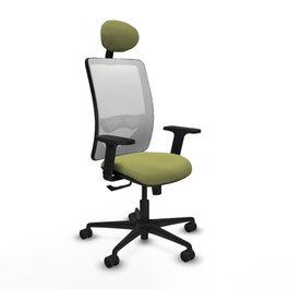 PIQUERAS Y CRESPO Silla de oficina Zulema con mecanismo Sincro, Verde oliva y Blanco