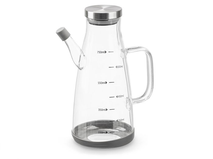 Vivalto Aceitera Borosilicato 750 ml Tapa Acero Inoxidable Transparente Negra Dimensiones 17x21x10 cm (Set de 12)