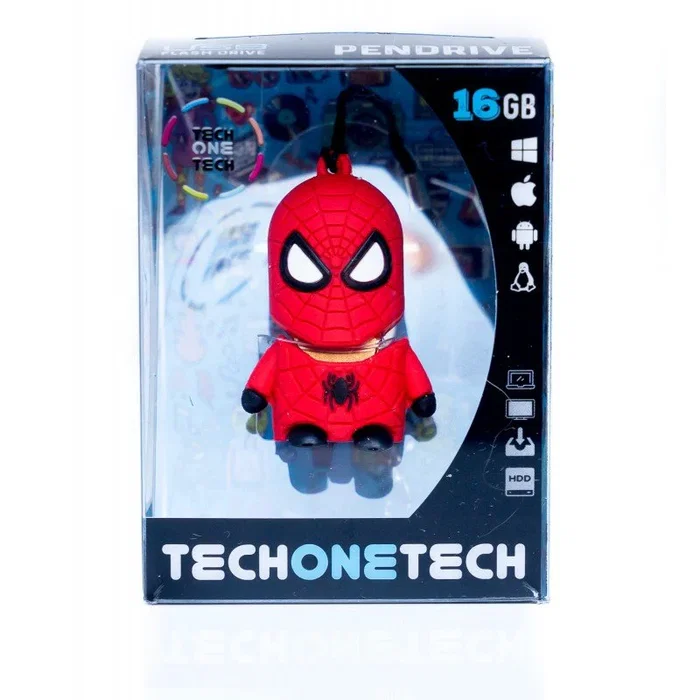 Tech One Tech Pendrive 32 GB USB Tipo A 2.0, Negro y Rojo con Llavero, Caucho, Referencia TEC5501-32