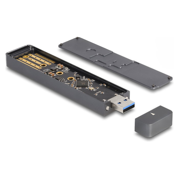 DeLOCK Carcasa Externa para SSD M.2 NVMe PCIe o SATA, con USB 10 Gbps Tipo-A, Aluminio Gris, Realtek RTL9210B, Plug & Play DeLOCK Carcasa Externa para SSD M.2 NVMe PCIe o SATA, con USB 10 Gbps Tipo-A, Aluminio Gris, Realtek RTL9210B, Plug & Play