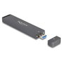 DeLOCK Carcasa Externa para SSD M.2 NVMe PCIe o SATA, con USB 10 Gbps Tipo-A, Aluminio Gris, Realtek RTL9210B, Plug & Play