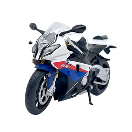Deqube BMW S1000RR - Coche a Escala 1:12, Blanco, D00424, Metal Die-Cast, Pull-Back, Juguete para Coleccionismo (3+ años)