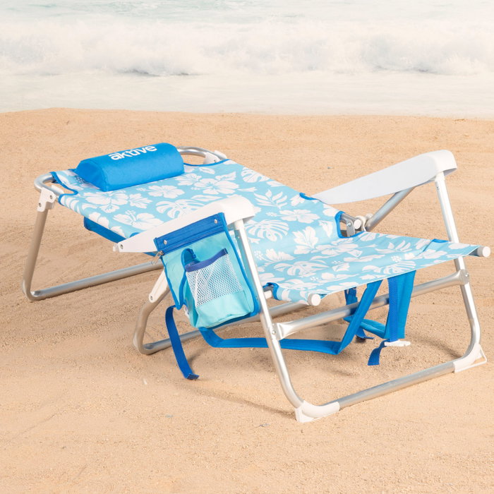 AKTIVE Silla de playa plegable con mochila, cojín y bolsillo 50x54x80cm AKTIVE Silla de playa plegable con mochila, cojín y bolsillo 50x54x80cm