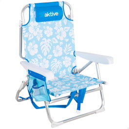 AKTIVE Silla de playa plegable con mochila, cojín y bolsillo 50x54x80cm