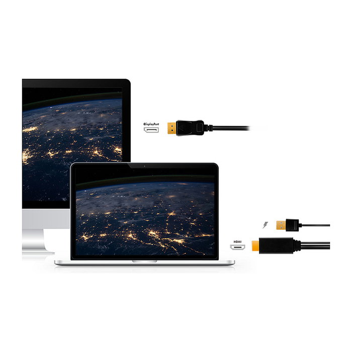 LogiLink Cable HDMI a DisplayPort con USB, 4K/30 Hz, 2 m, negro