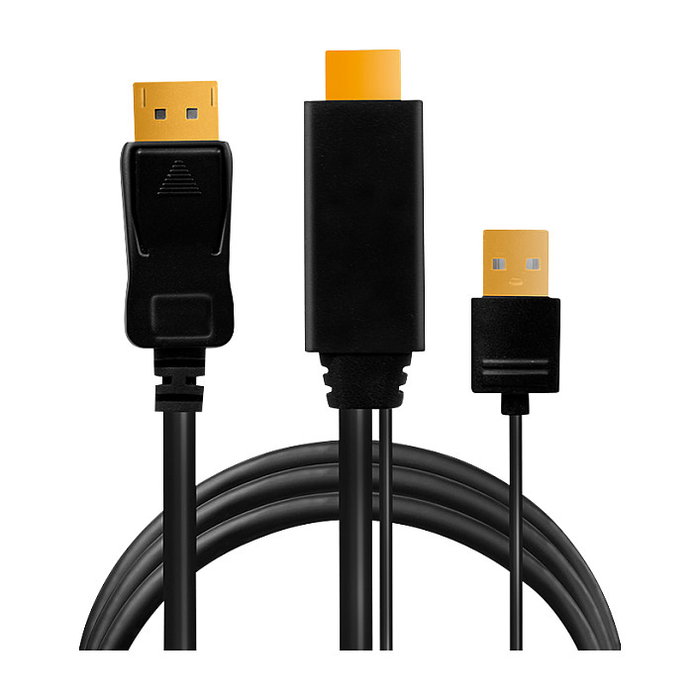 LogiLink Cable HDMI a DisplayPort con USB, 4K/30 Hz, 2 m, negro