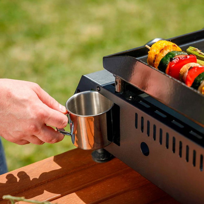 Black+Decker Plancha de Gas Bxop4900E, 2 Quemadores 2.45 KW, Superficie de Esmalte Porcelánico 580x360 mm, Encendido Automático, Patas Ajustables